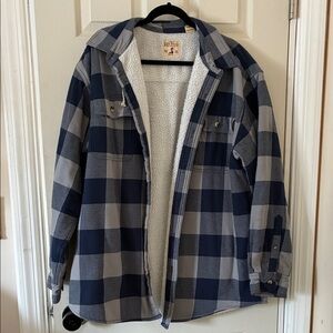 RedHead Blue and Gray Plaid Shirt Jacket